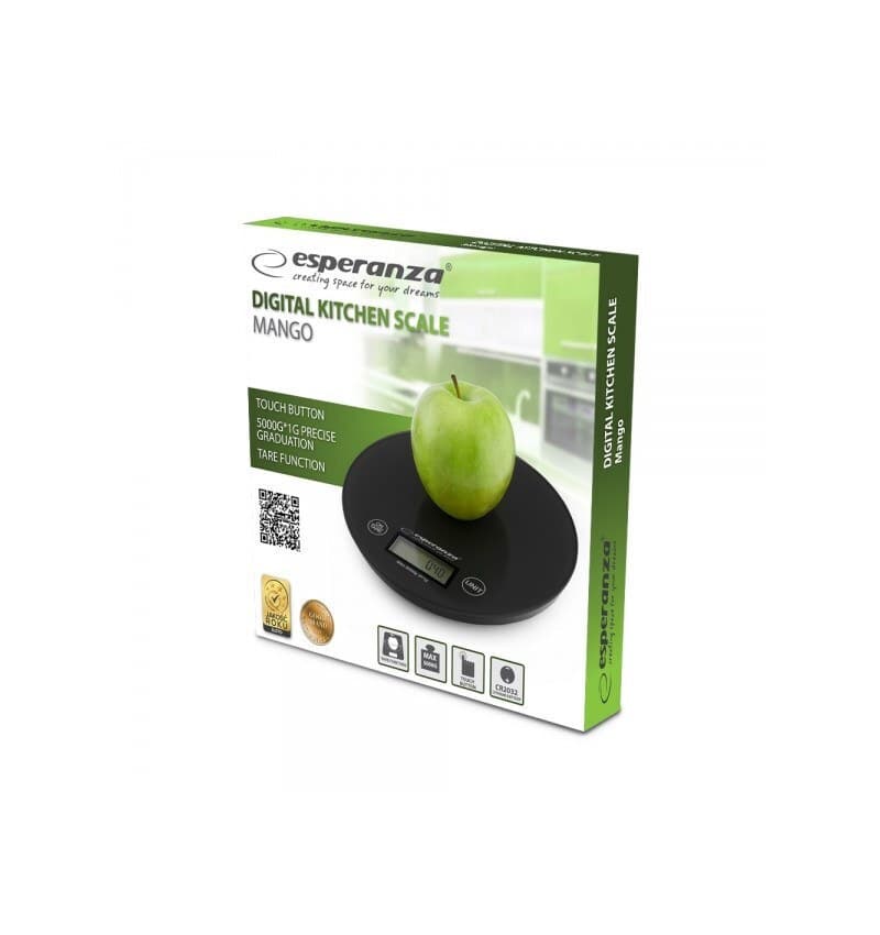 Esperanza Mango Ψηφιακή Ζυγαριά Κουζίνας έως 5kg Black EKS003K 4
