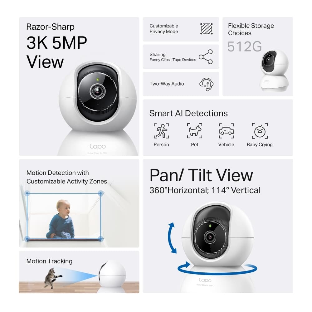 TP-LINK TAPO C230 v1 IP Κάμερα Παρακολούθησης Wi-Fi Full HD+ 5MP με Αμφίδρομη Επικοινωνία και Φακό 2.8mm 7