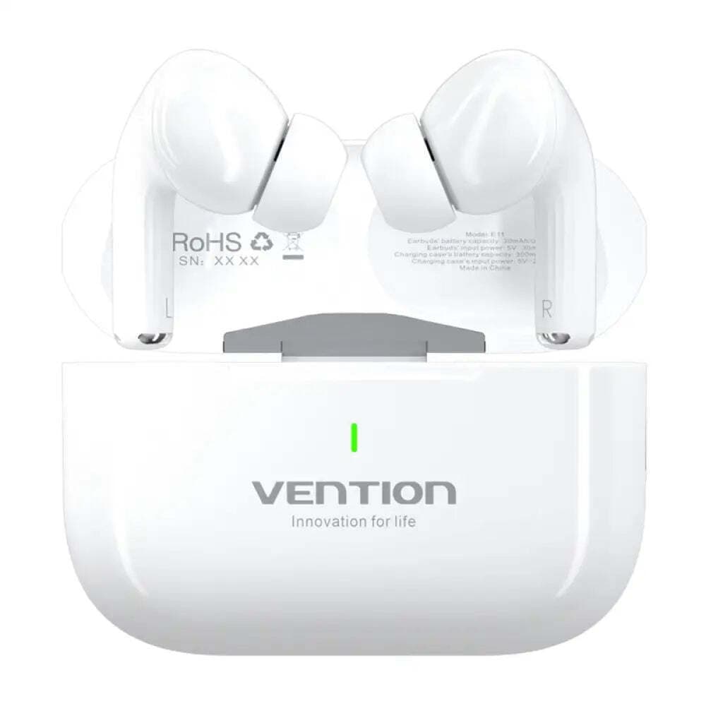 Vention Echo Lite E11 In-ear Bluetooth Handsfree Ακουστικά με Αντοχή στον Ιδρώτα και Θήκη Φόρτισης Λευκά 5