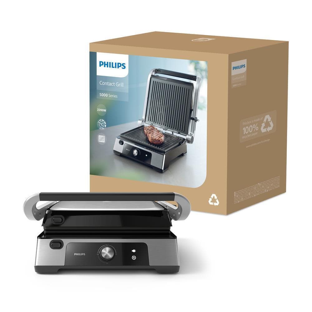 Philips Τοστιέρα Γκριλιέρα με Αποσπώμενες Πλάκες 2200W Inox HD6301/90 6