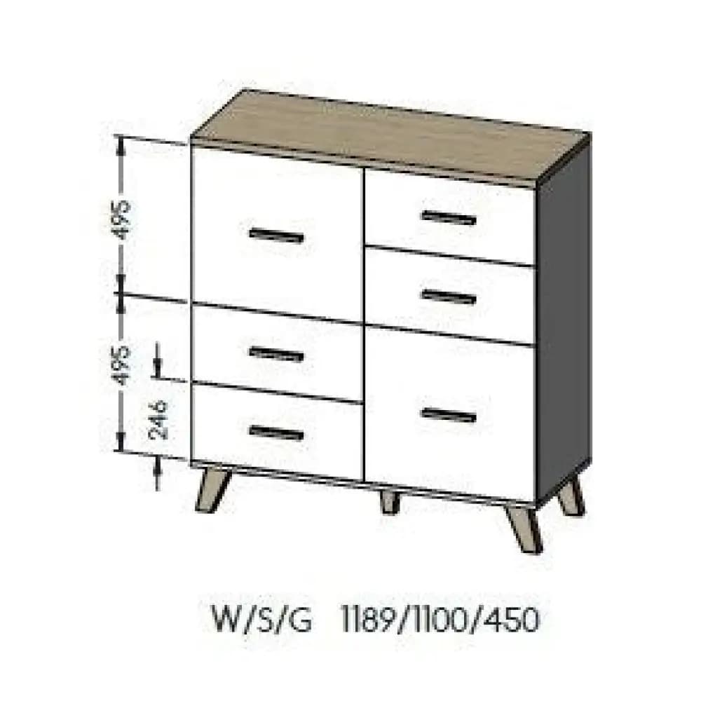Μπουφές Ξύλινος KO112D4 Wotan Oak/Mat Black 3