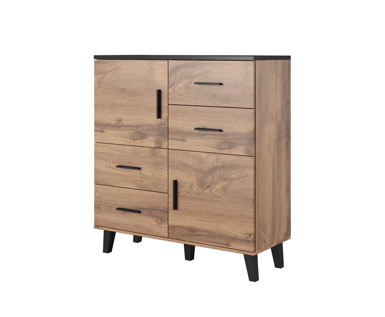 Μπουφές Ξύλινος KO112D4 Wotan Oak/Mat Black 2