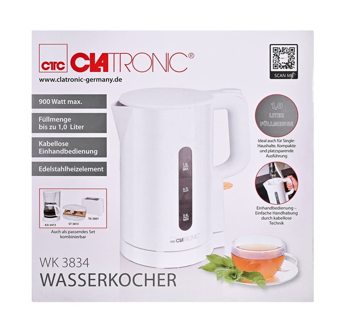 Clatronic Βραστήρας 1lt 900W Λευκός 5