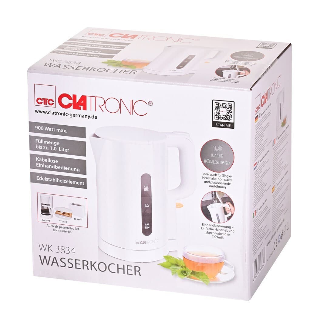 Clatronic Βραστήρας 1lt 900W Λευκός 4