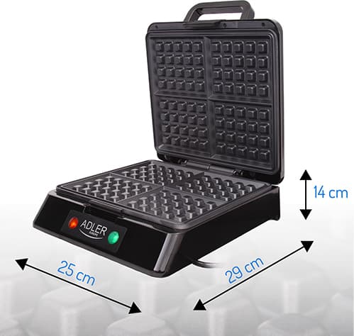 Adler AD3036 Βαφλιέρα για Τετράγωνες Βάφλες 4 Θέσεων 1500W 7