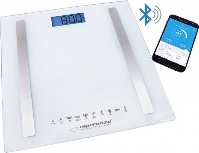 Esperanza Smart Ζυγαριά 180kg με Λιπομετρητή & Bluetooth Λευκή EBS016W