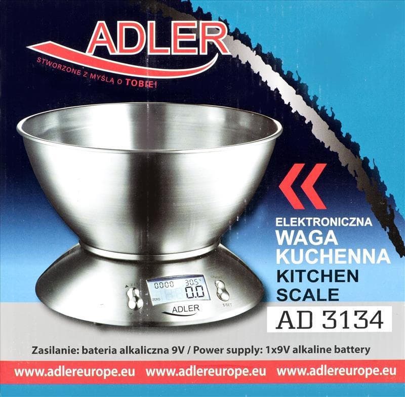Adler AD-3134 Ψηφιακή Ζυγαριά Κουζίνας με Κάδο έως 5kg Inox AD 3134 5