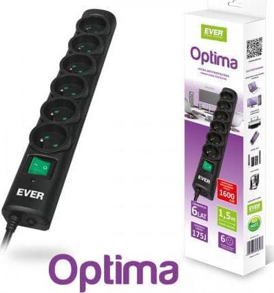 Ever Optima Πολύπριζο 6 Θέσεων με Διακόπτη και Καλώδιο 1.5m T/LZ08-OPT015/000 2