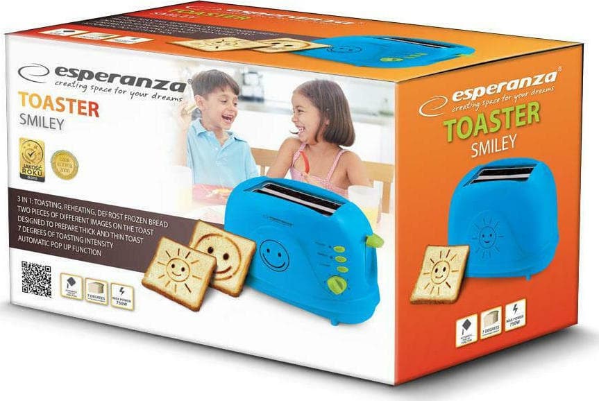 Esperanza Smiley EKT003B Φρυγανιέρα 2 Θέσεων 750W Μπλε