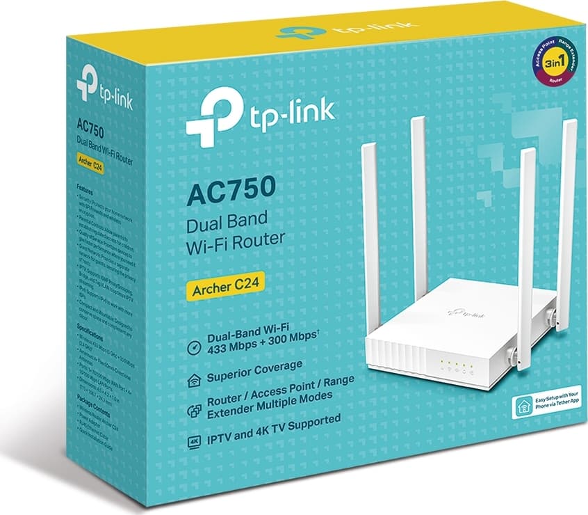 TP-LINK Archer C24 v1 Ασύρματο Router Wi‑Fi 5 με 4 Θύρες 4