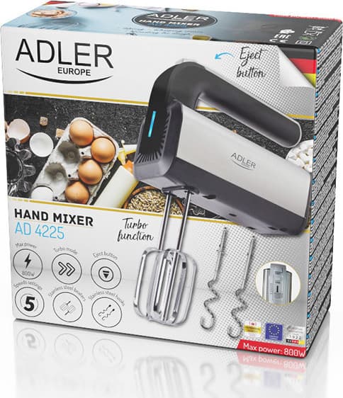 Adler AD-4225 Μίξερ με Inox Κάδο Μαύρο 800W 3