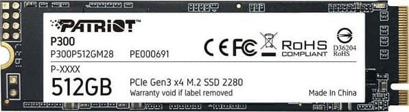 Patriot P300 SSD 512GB τύπου M.2 με σύνδεση PCI Express 3.0 P300P512GM28 5