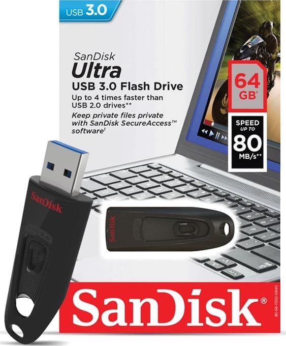 Sandisk Ultra 64GB USB 3.0 Stick Μαύρο 12