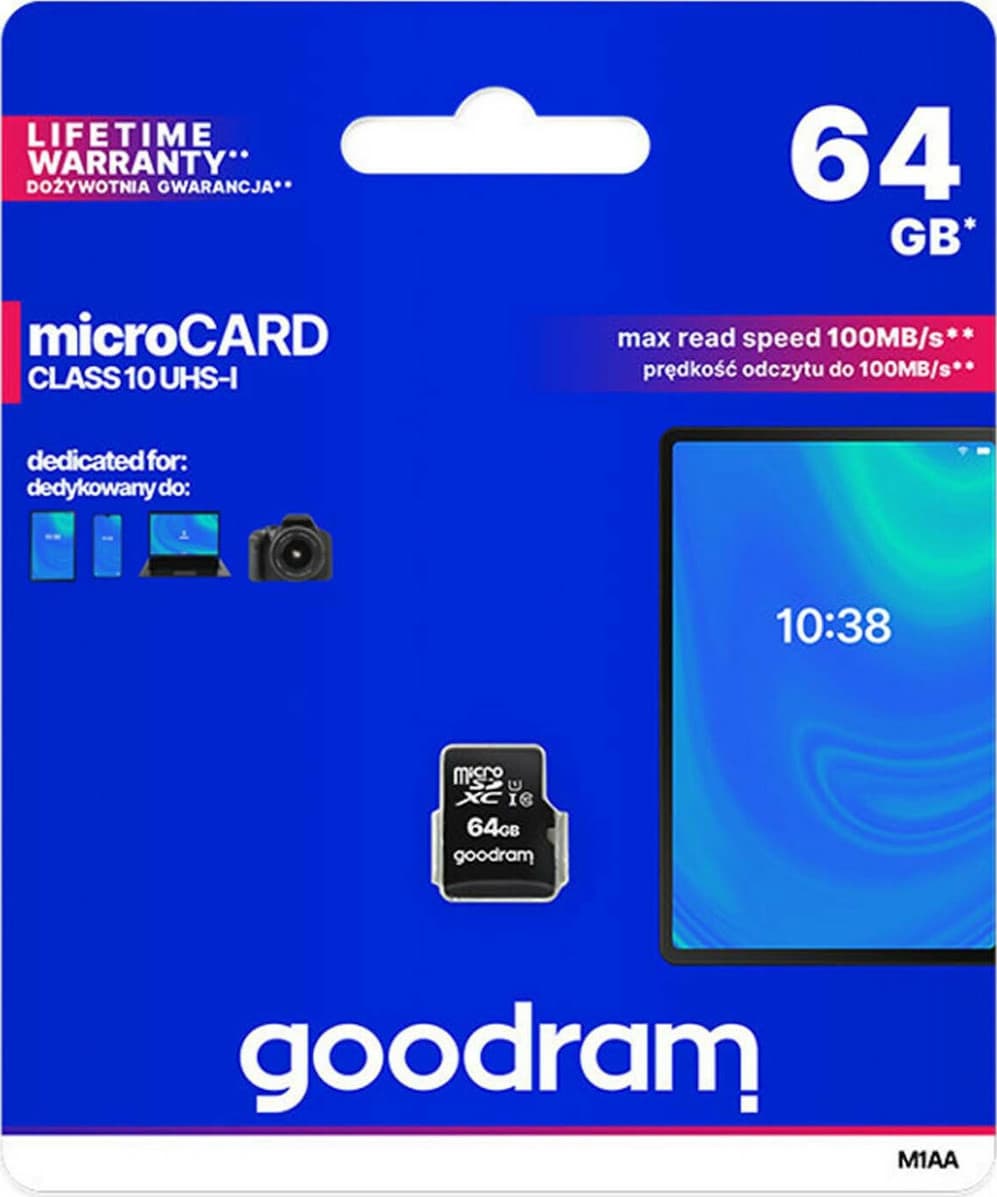 GoodRAM M1AA microSDXC 64GB U1 UHS-I 100MB/s με αντάπτορα 7