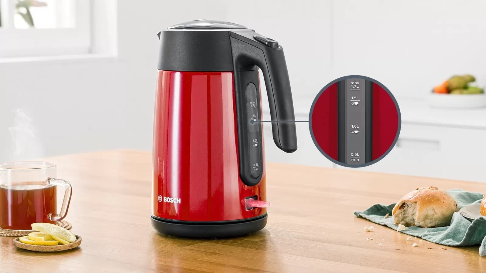 Bosch Βραστήρας 1.7lt 2400W Κόκκινος TWK7L464 9