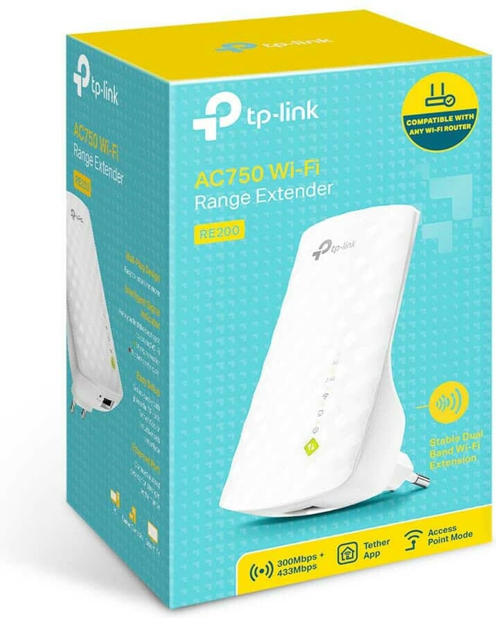 TP-LINK RE200 v5 WiFi Extender Dual Band (2.4 & 5GHz) 750Mbps 5
