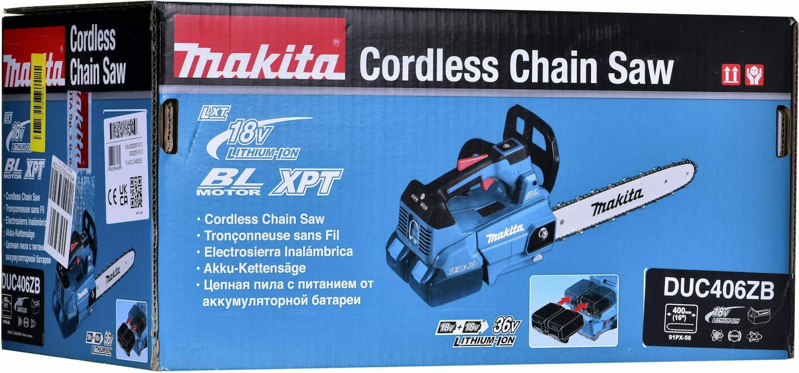 Makita Αλυσοπρίονο Μπαταρίας Solo Brushless 18V 4.9kg με Λάμα 40cm DUC406ZB 4