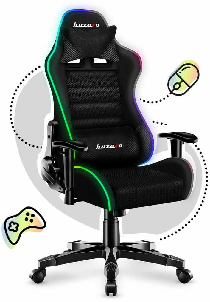Huzaro Ranger 6.0 Child RGB Mesh Καρέκλα Gaming Δερματίνης με Ρυθμιζόμενα Μπράτσα και RGB Φωτισμό Μαύρη 4
