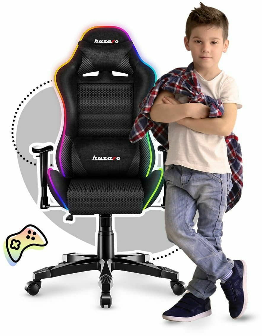Huzaro Ranger 6.0 Child RGB Mesh Καρέκλα Gaming Δερματίνης με Ρυθμιζόμενα Μπράτσα και RGB Φωτισμό Μαύρη 2