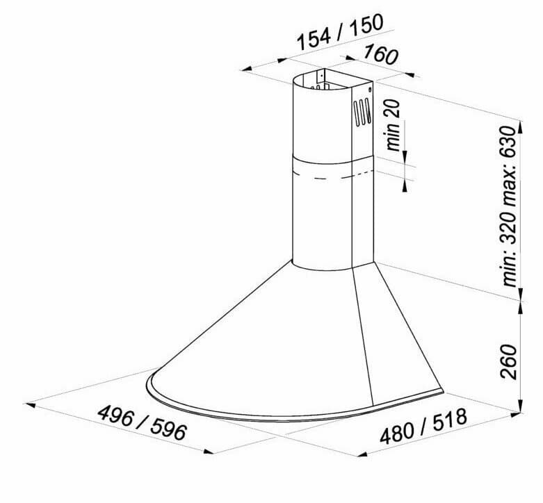 Maan Mix 3 60 Απορροφητήρας Καμινάδα 60cm Μαύρος 3