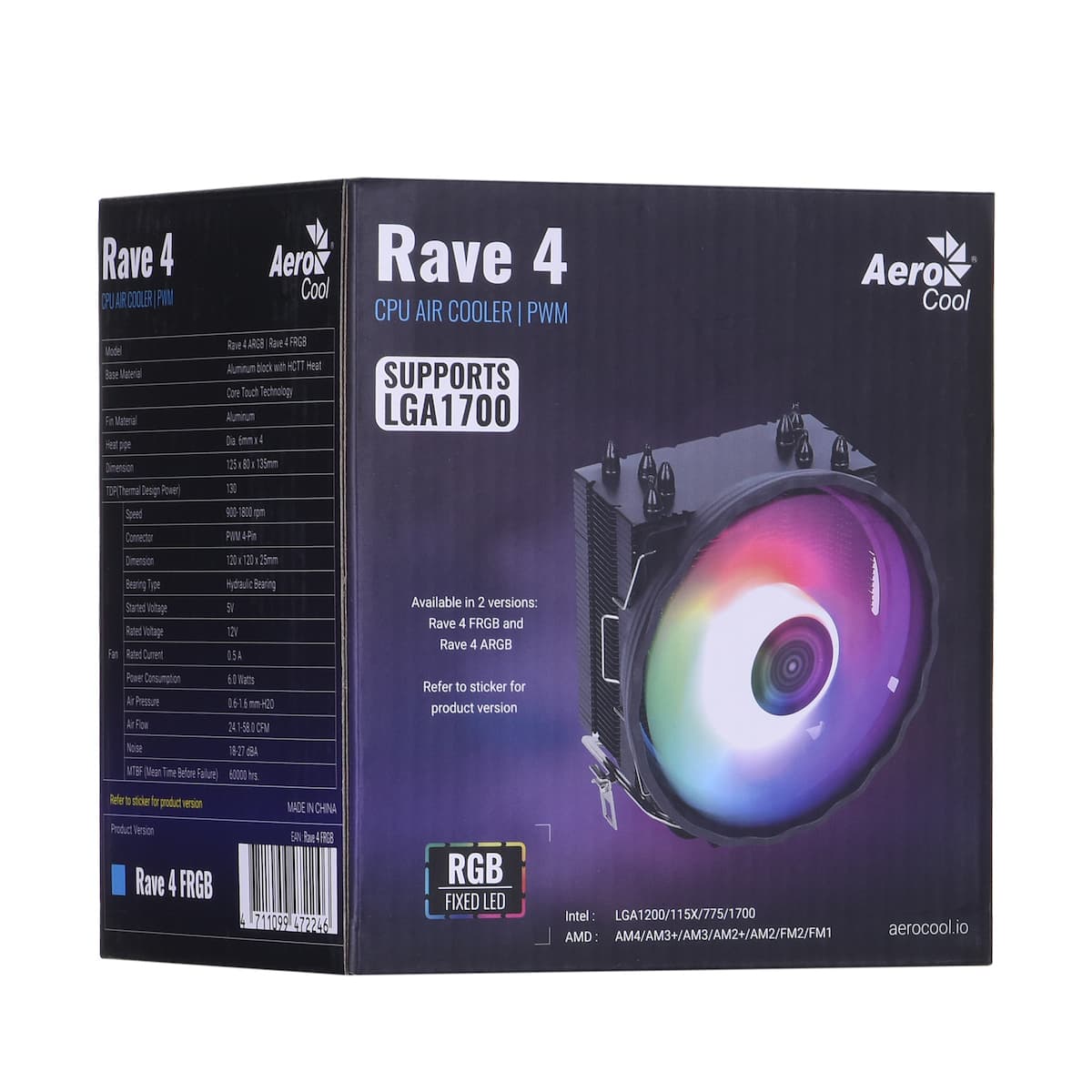 Aerocool AEROPGSRAVE4-FRGB-4P Ψύκτρα Επεξεργαστή για Socket AM4/1200/115x/1700 με RGB Φωτισμό 6