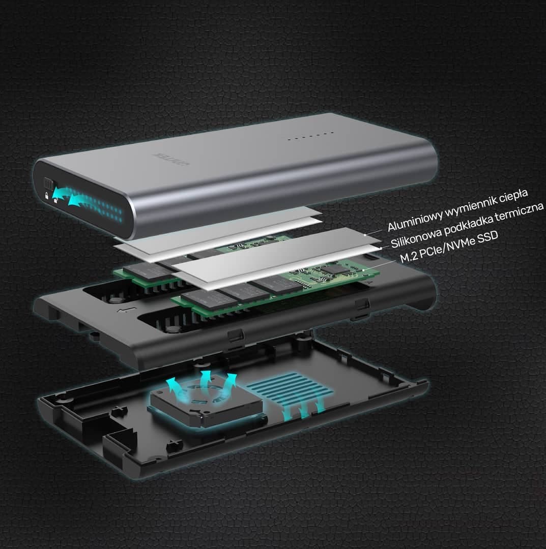 Unitek SolidForce Θήκη για 2 Σκληρούς Δίσκους M.2 PCI Express NVME με σύνδεση Type-C σε Γκρι χρώμα S1206A 8