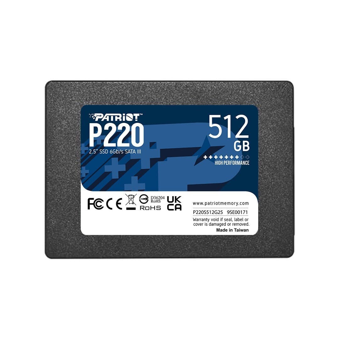 Patriot P220 SSD 512GB τύπου 2.5'' με σύνδεση SATA III P220S512G25 Bulk 2