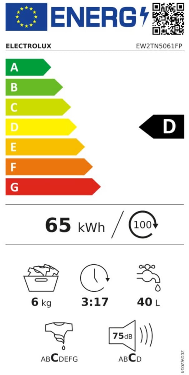 Electrolux Πλυντήριο Ρούχων Άνω Φόρτωσης 6kg 1000 Στροφών EW2TN5061FP 6