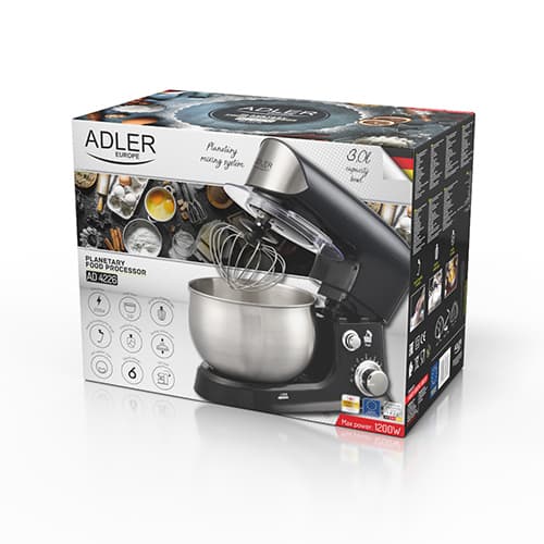 Adler Κουζινομηχανή 1200W με Ανοξείδωτο Κάδο 3lt Μαύρη AD 4226 6