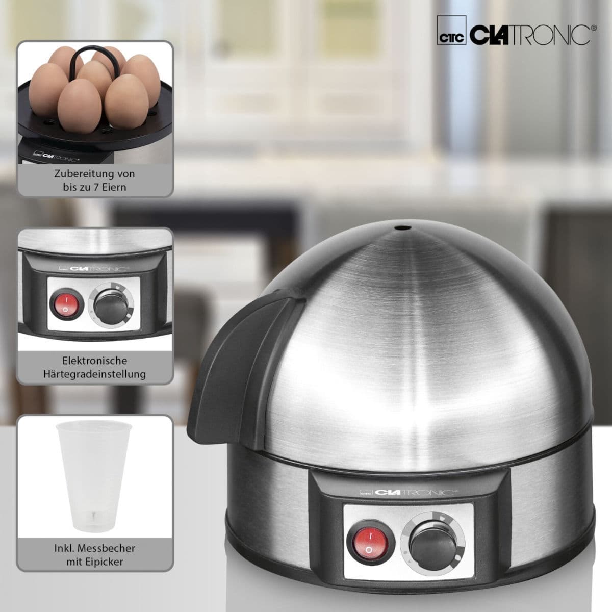 Clatronic EK 3321 263118 Βραστήρας Αυγών 7 Θέσεων 400W Ασημί