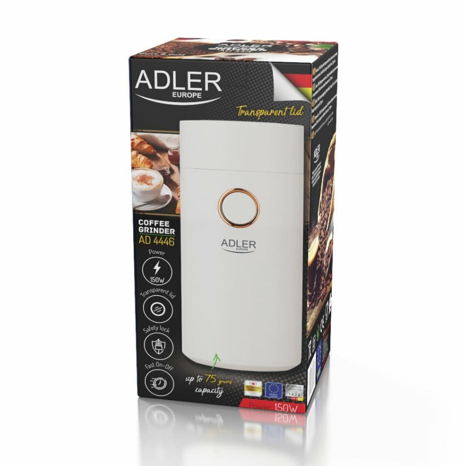 Adler AD 4446WG Ηλεκτρικός Μύλος Καφέ 150W με Χωρητικότητα 75gr Λευκός 9