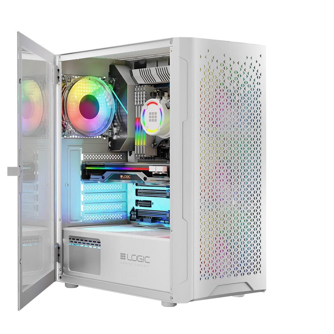Logic Aramis ARGB Gaming Midi Tower Κουτί Υπολογιστή με Πλαϊνό Παράθυρο Λευκό 7