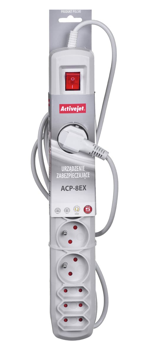 Active Jet APN-8G/3M-GR Πολύπριζο 5 Θέσεων με Διακόπτη και Καλώδιο 3m APN-8g/3m-GR 4