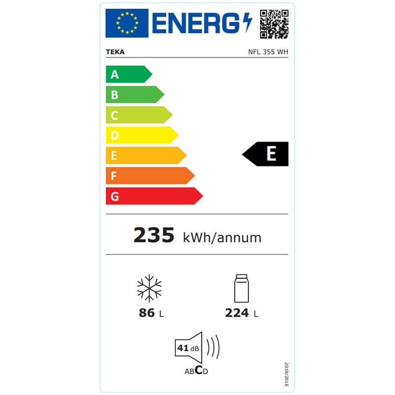 Teka Ψυγειοκαταψύκτης 310lt NoFrost Υ188xΠ59.5xΒ63εκ. Λευκός NFL 355 WH 3