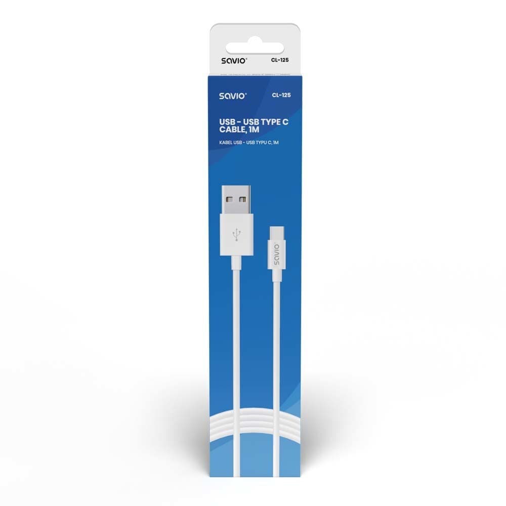 Savio USB 2.0 Cable USB-C male - USB-A Λευκό 1m CL-125 5