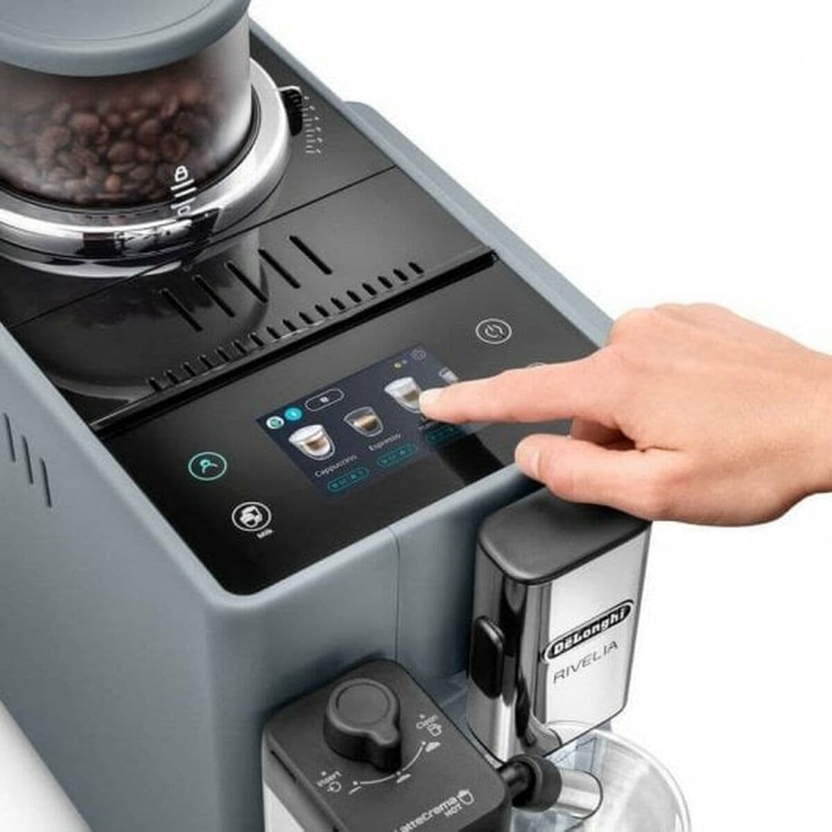 De'Longhi Rivelia Αυτόματη Μηχανή Espresso 1450W Πίεσης 19bar για Cappuccino με Μύλο Άλεσης Γκρι EXAM440.55.G 5