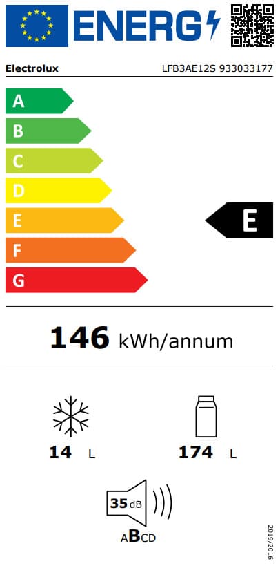 Electrolux Εντοιχιζόμενο Μονόπορτο Ψυγείο 188lt Υ121.8xΠ54.8xΒ54.9εκ. Λευκό LFB3AE12S 6