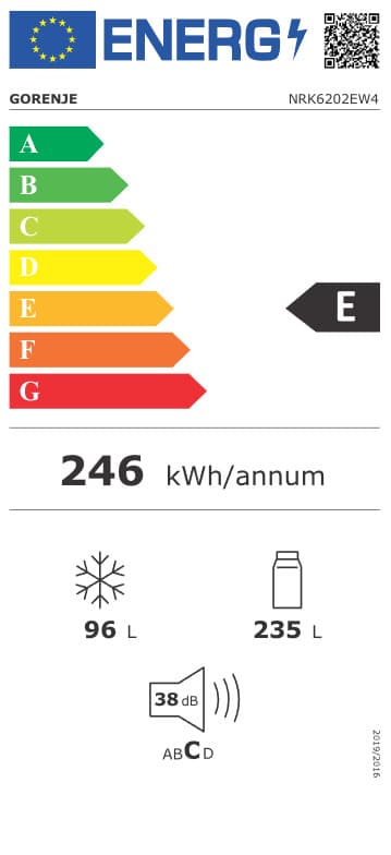 Gorenje Ψυγειοκαταψύκτης 331lt Total NoFrost Υ200xΠ60xΒ59.2εκ. Λευκός NRK6202EW4 5