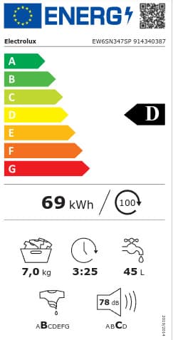Electrolux Πλυντήριο Ρούχων 7kg με Τεχνολογία Ατμού 1400 Στροφών EW6SN347SP 7