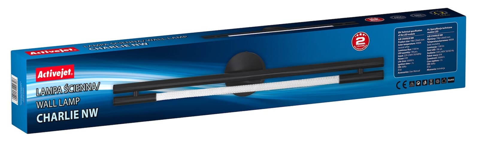 Active Jet Φωτιστικό Τοίχου με Ενσωματωμένο LED και Φυσικό Λευκό Φως AJE-CHARLIE NW 5