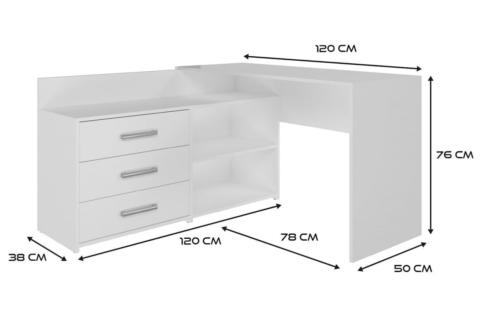Γωνιακό Γραφείο Dany Ξύλινο Λευκό 120x120x75εκ. 5