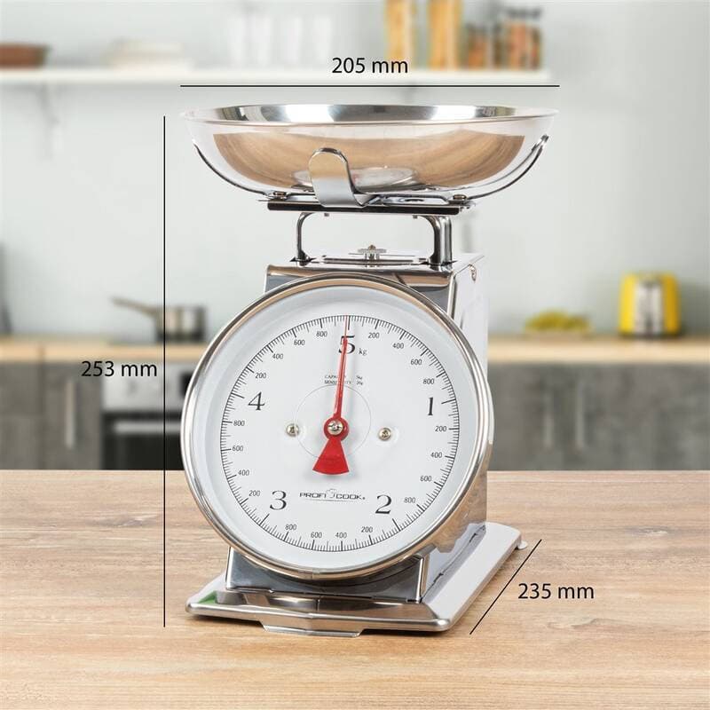 Profi Cook Αναλογική Ζυγαριά Κουζίνας με Κάδο έως 5kg Γκρι 9