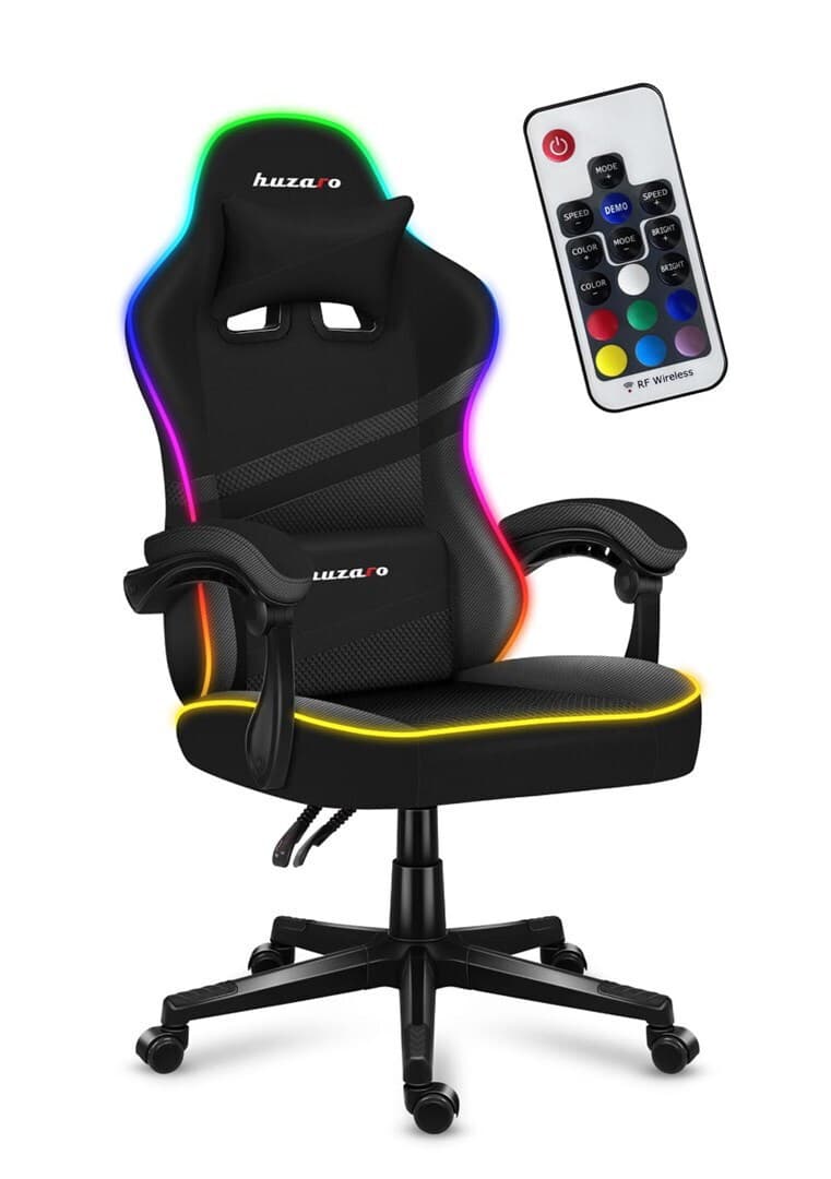 Huzaro Force 4.4 Καρέκλα Gaming Δερματίνης με RGB Φωτισμό Μαύρη