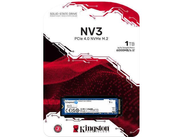 Kingston Nv3 SSD 1TB τύπου M.2 με σύνδεση PCI Express 4.0 (PS5 Compatible) SNV3S/1000G Bulk 3