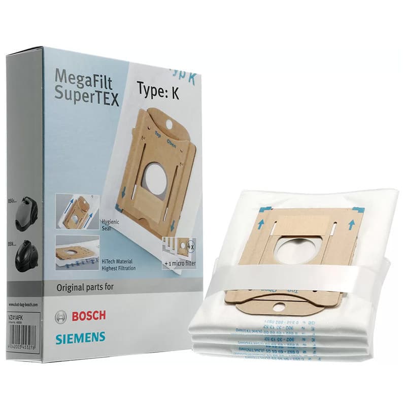 Bosch BBZ41FK Σακούλες Σκούπας 4τμχ Συμβατή με Σκούπα Bosch 6