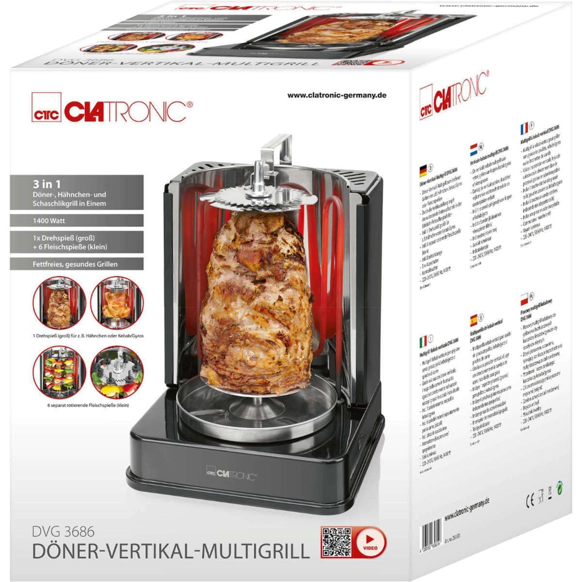 Clatronic DVG 3686 Ηλεκτρικό Grill 1400W Μαύρο 5