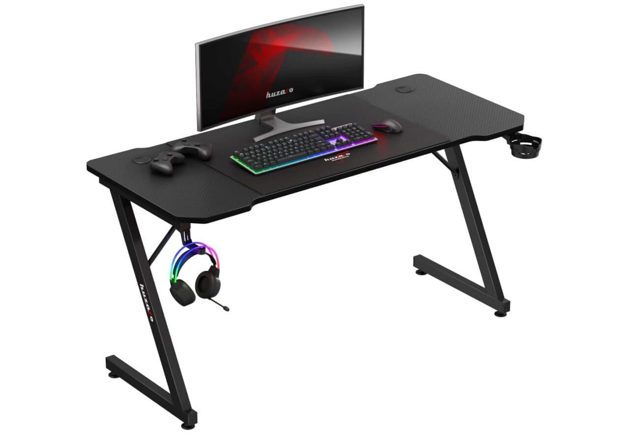 Γραφείο Gaming Hero Ξύλινο Black με Μεταλλικά Πόδια 140x60x74εκ. 5