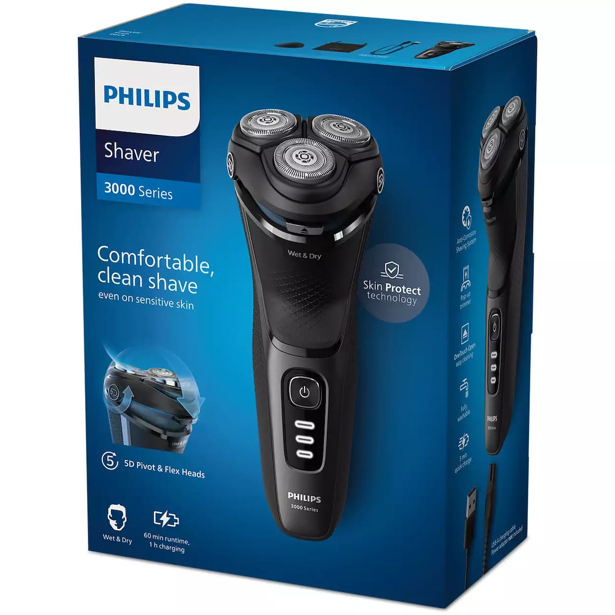 Philips Series 3000 S3244/12 Περιστρεφόμενη Ξυριστική Μηχανή Προσώπου Επαναφορτιζόμενη 7