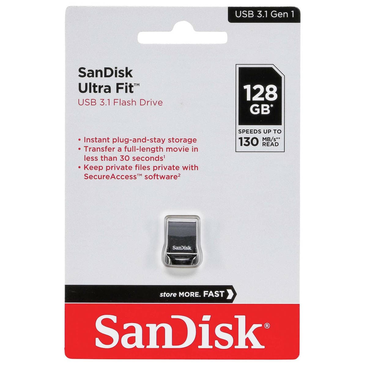 Sandisk Ultra Fit 128GB USB 3.1 Stick Μαύρο 4