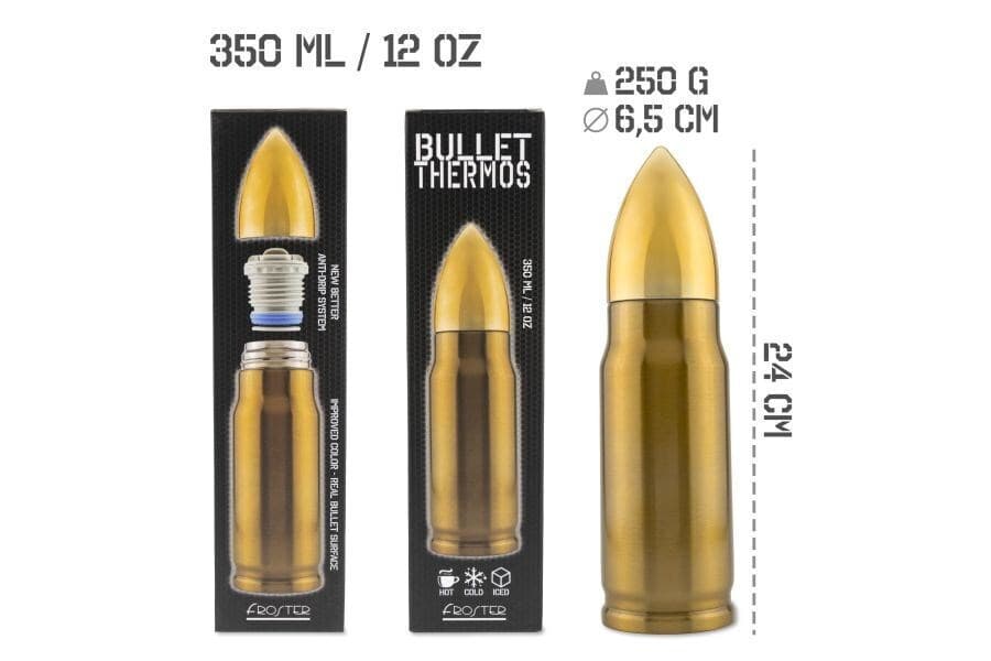 Bullet Brass Μπουκάλι Θερμός Ανοξείδωτο / Πλαστικό 350ml Brass GAD03006 4
